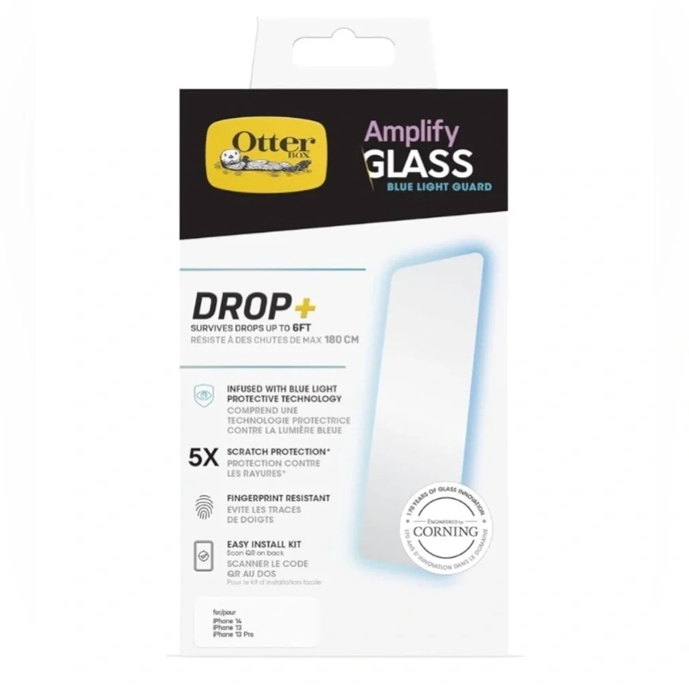 NEW-OtterBox AMPLIFYGLASS Screen Protector -iPhone 14, iPhone 13 & iPhone 13 Pro